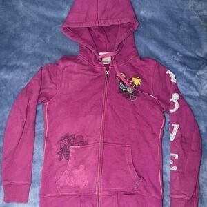 Disney Parks Women's size s Purple Zip Hoodie Sweatshirt Peace Love Est 1971